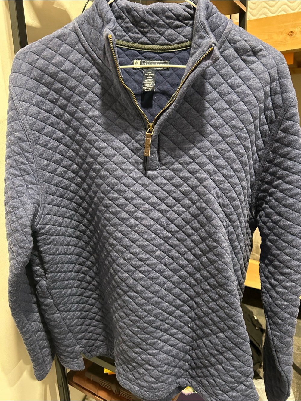 Men's Quilted Quarter-Zip Pullover Sweatshirt - Navy